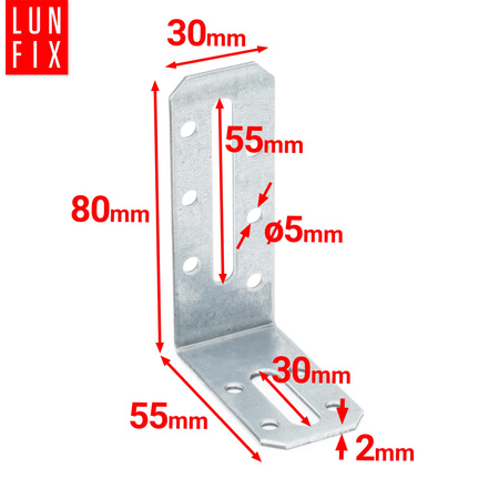 KRD3 Katownik reg dwustr 80x55x30x2,0 (1szt.)