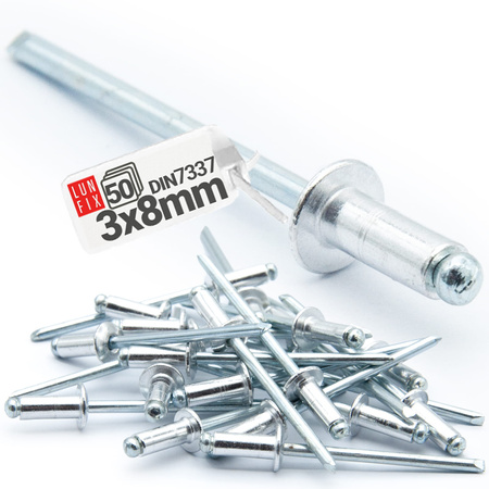 Nity zrywalne 3x8mm aluminiowo-stalowe 50szt.