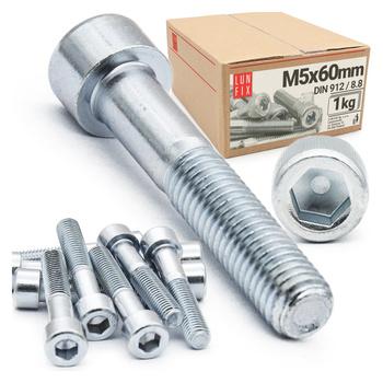 Śruby imbusowe M5x60 ocynkowane DIN912 klasa 8.8 1kg