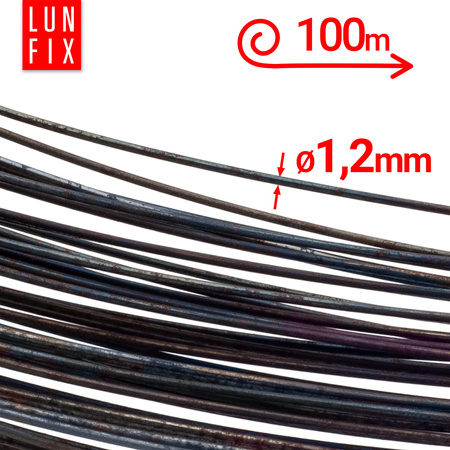 Drut czarny zarzony (miekki) d/1.2mm 100m (1rol.)
