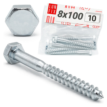 Wkret z łbem 6kat OC DIN571 M8x100 (10 szt.)