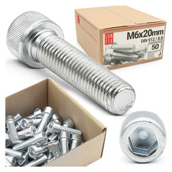 Śruby imbusowe M6x20 ocynkowane DIN912 klasa 8.8 50szt