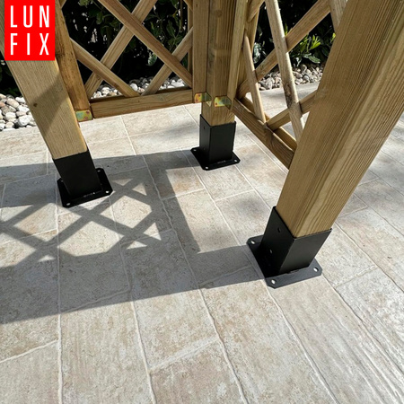 Zestaw podstawa słupa przykręcana czarna 12x12 z wkrętami