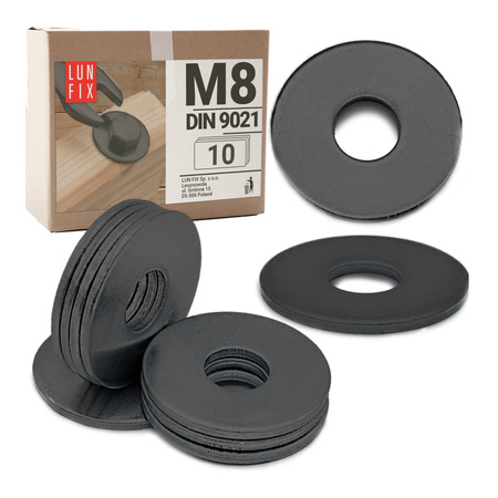 Podkładka okrągła M8 powiększona czarny ocynk DIN9021 10szt.