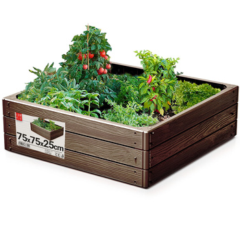 Grządka wysoka - 75x75x25 - Base Woody - brąz