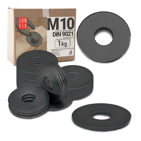 Podkładka okrągła M10 powiększona czarny ocynk DIN9021 1kg