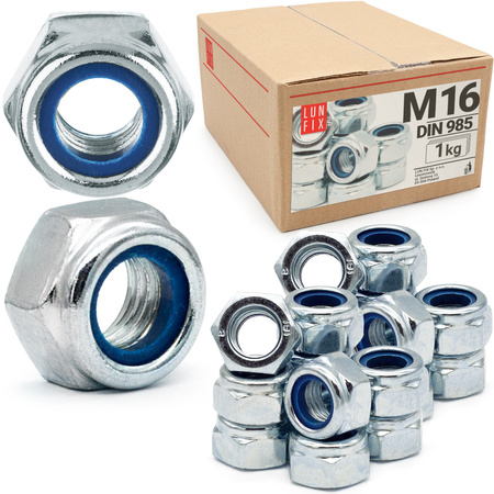 Nakrętka DIN 985 M16 ocynk samokontr. (1kg)