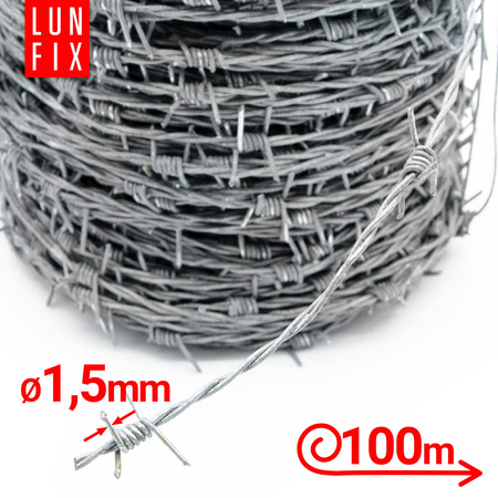 Drut kolczasty dwuzylowy 1,5, 100mb (1rol)