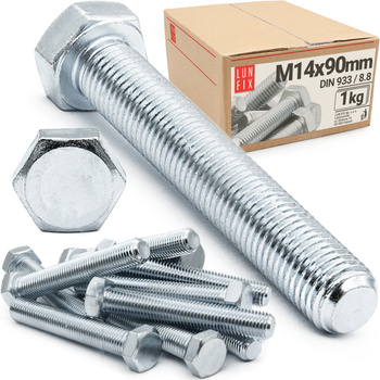 Śruba M14-090 ocynk DIN 933 kl 8.8 (1kg)