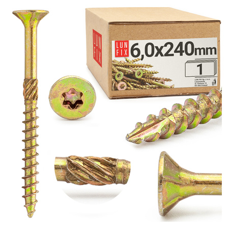 Wkręty ciesielskie stożkowe 6x240 do drewna KMWHT 1szt.