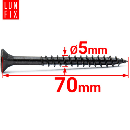 Wkręty uniwersalne 5x70 hartowane ocynkowane na czarno 1kg