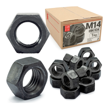 Nakrętka DIN 934 M14 kl 6 czarna (1kg)