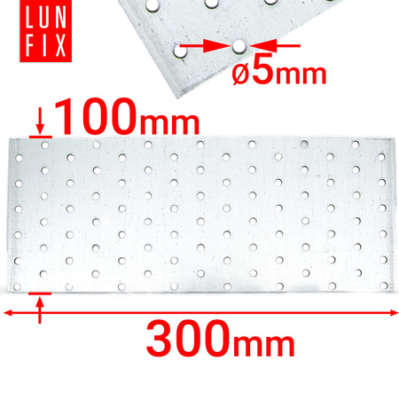 Płytka perforowana 300x100x2 PP26 łącznik ciesielski płaski 1szt.