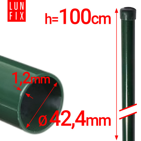 Słupek okrągły ZIELONY 42,4x1,20 100cm (1szt.)