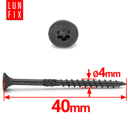 Wkręty ciesielskie czarne stożkowe 4x40 do drewna KMWHT 50szt.