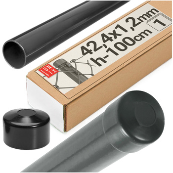 Słupek okrągły ogrodzeniowy grafitowy fi 42,4mm 1m