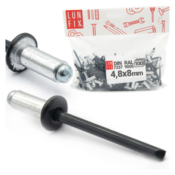 Nit alu stal zrywalny DIN7337 4,8x08 9005 (100szt)