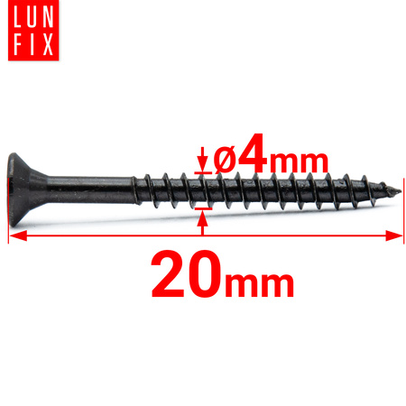 Wkręt 007  hartowany zn czarny 4,0x020 (1 kg)