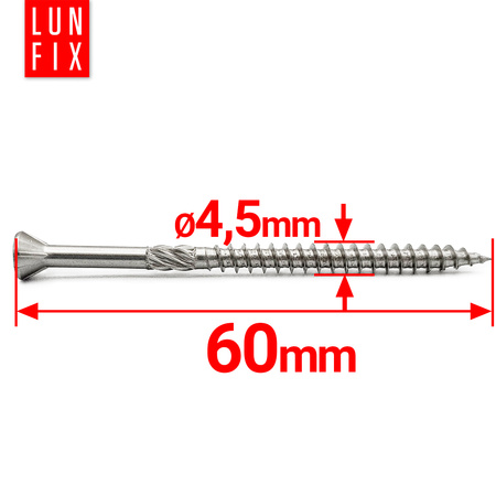 Wkręty tarasowe nierdzewne 4,5x60mm do deski tarasowej 200szt.