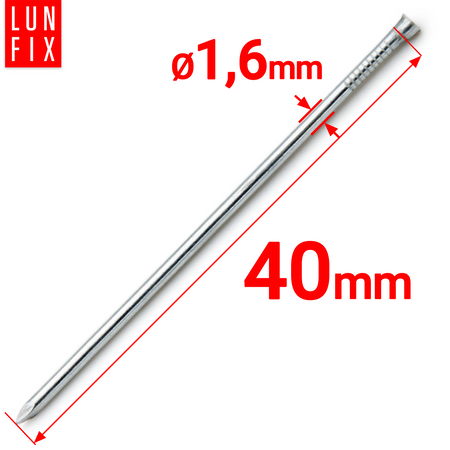 Gwoździe stolarskie 1,6x40mm srebrne ocynkowane 5kg