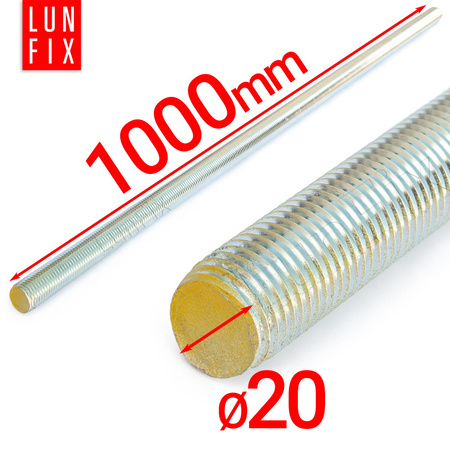 Pręt gwintowany szpilka M20 ocynkowany 1000 mm klasa 8.8 1szt.