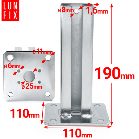 Podstawa słupka ogrodzeniowego profilowa 60x40 mm