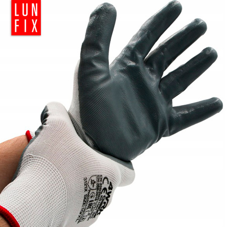 Rękawice robocze białe szar nitryl 8-M (1szt.)