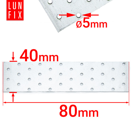 Płytka perforowana 80x40x2 PP1 łącznik ciesielski płaski 1szt.