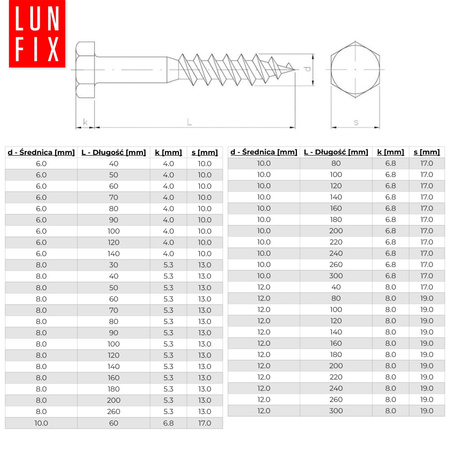 Wkret z łbem 6kat OC DIN571 M10x240 (5szt)