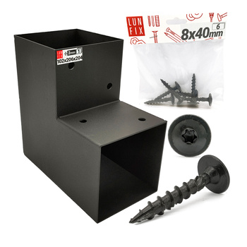 Zestaw łącznik kantówki 10x10cm kształt L z wkrętami 8x40 mm