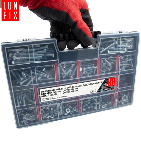 Zestaw śrub, nakrętek, podładek M5, M6 (540szt.)