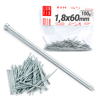Gwoździe stolarskie 1,8x60mm srebrne ocynkowane 100g