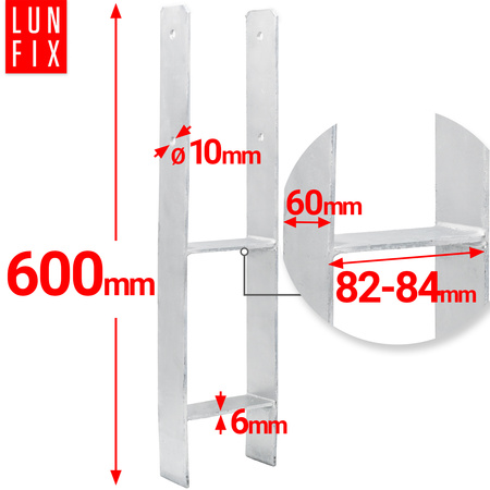 PSH80 Podstawa slupa typ H 80x600x6 (1szt.)