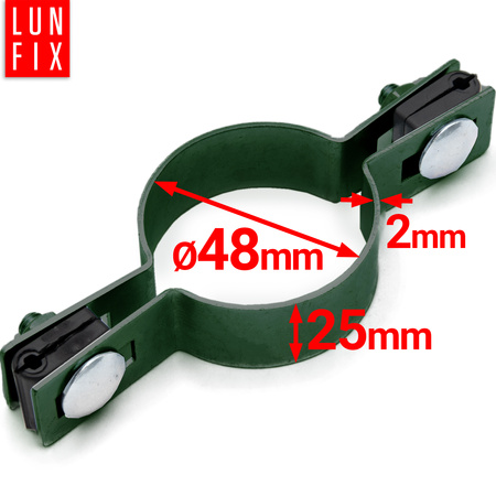 Obejma pośrednia fi48 mm do paneli ZIELONA zestaw