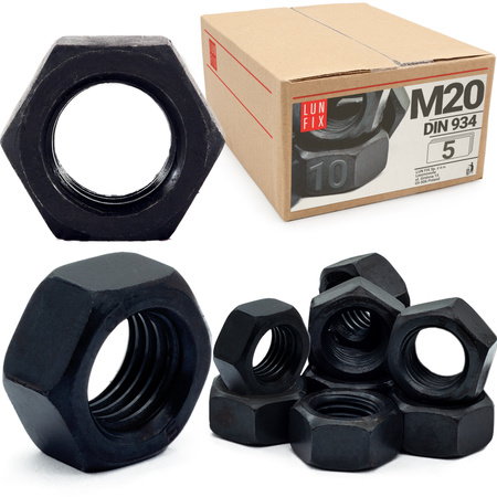 Nakrętka DIN 934 M20 kl 10 czarna (5 szt)