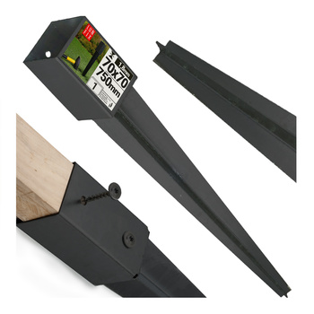 Podstawa słupa czarna wbijana 70x70 kotwa 750mm