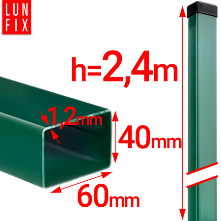 Slupek ogr ocynk 60x40x2400x1,2 zielony (1szt.)