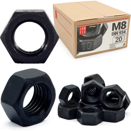 Nakrętka DIN 934 M08 kl 10 czarna (20szt)