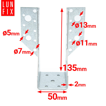 Wieszak belki 50x135 mm wspornik łącznik WB50