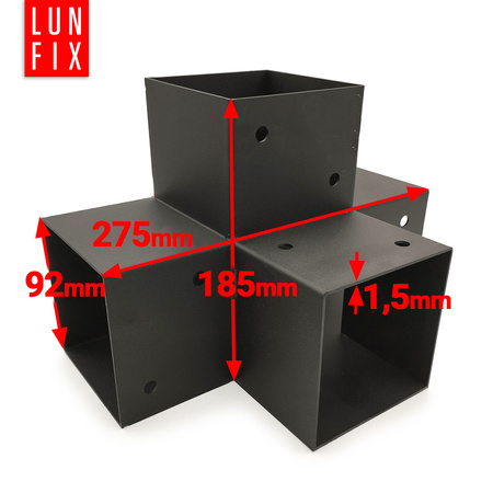 Zestaw łącznik kantówki 9x9cm kształt X z wkrętami 8x40 mm