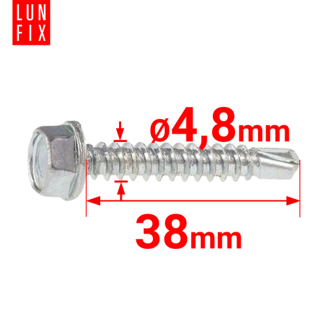 Wkręty samowiercące 4,8x38 łeb 6-kątny DIN7504 ocynk 500szt.