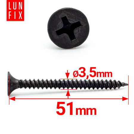 Wkręty do płyt gipsowych g-k 3,5x51 do profili metalowych KSGM 500 szt.