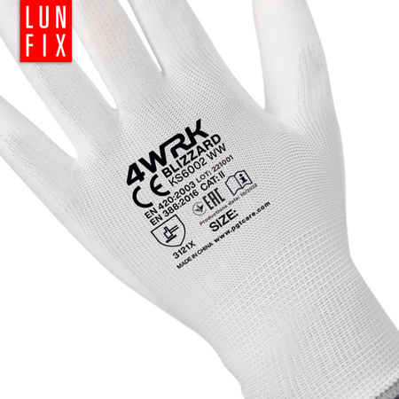 Rękawice robocze białe poliuretan 8-M (1szt.)