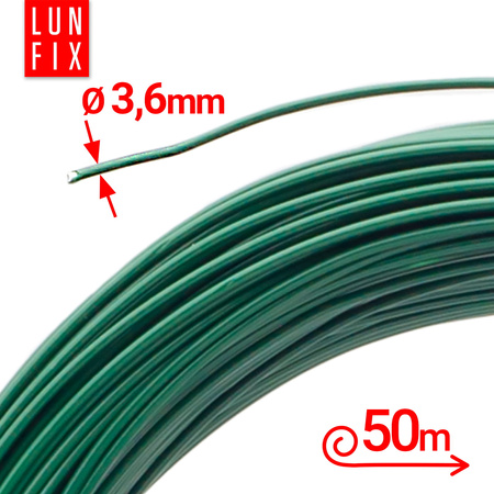 Drut ocynk PCV zielony d/3,6 (50mb) (1rol.)