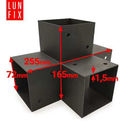 Zestaw łącznik kantówki 7x7cm kształt X z wkrętami 8x40 mm