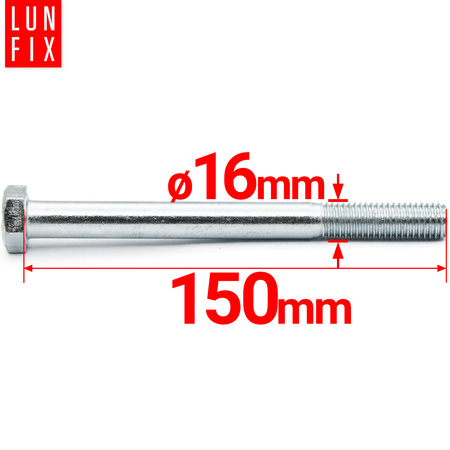 Śruba M16-150 ocynk DIN 931 kl 8.8 (1kg)