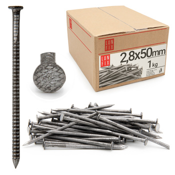 Gwoździe pierścieniowe 2,8x50 mm 2 cale ciesielskie czarne 1kg