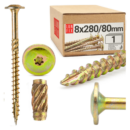 Wkręty ciesielskie talerzowe 8x280 do drewna WKCP 1szt.