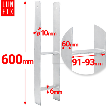 PSH90 Podstawa slupa typ H 90x600x6 (1szt.)
