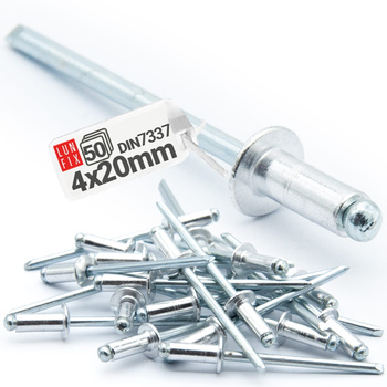 Nity zrywalne 4x20mm aluminiowo-stalowe 50szt.